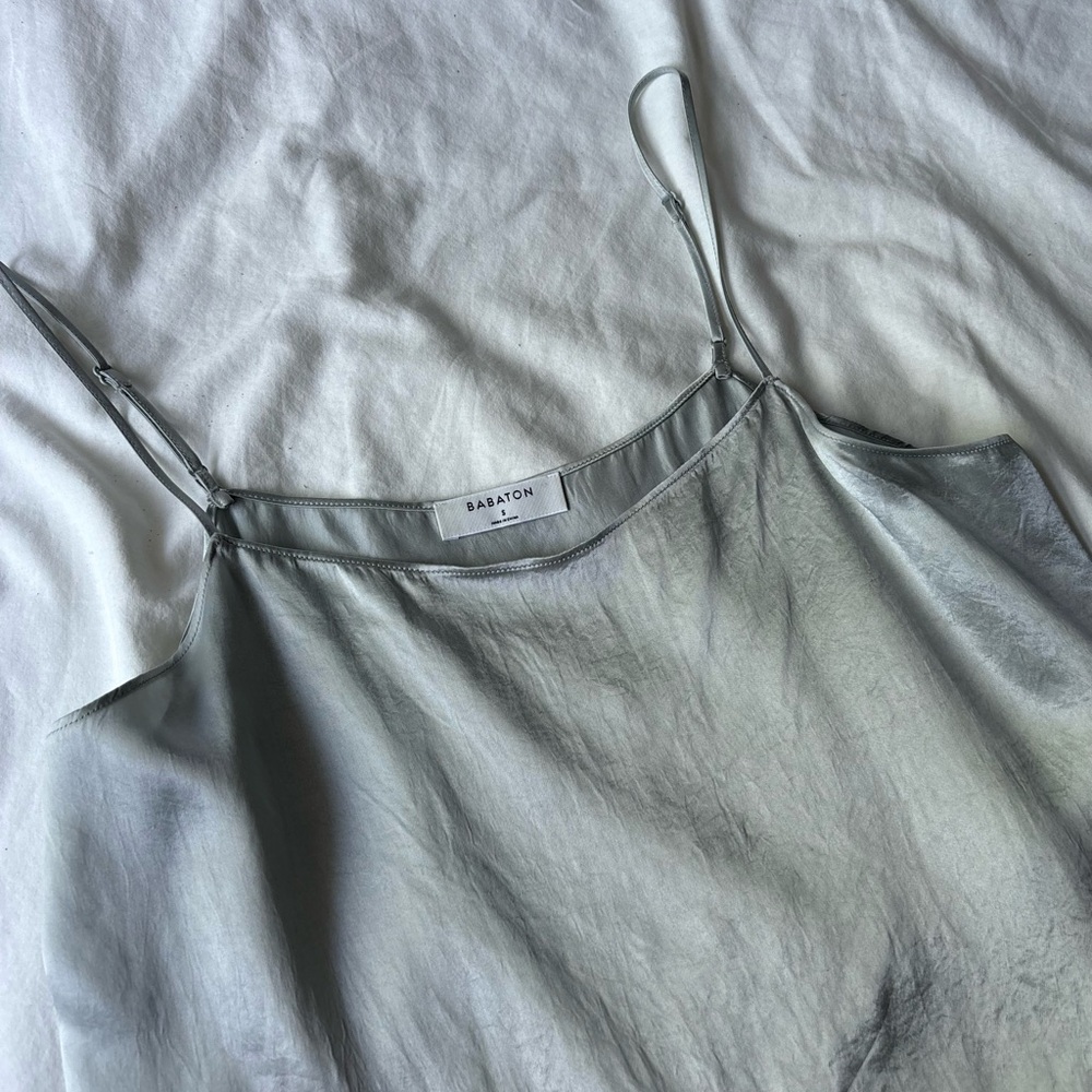 Satin Babaton silver slip tank